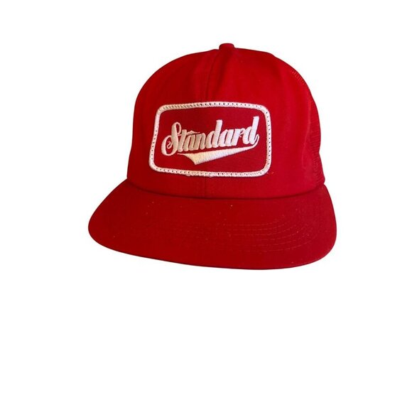 "Standard" Red Mesh Snapback Trucker Hat - Picture 1 of 5